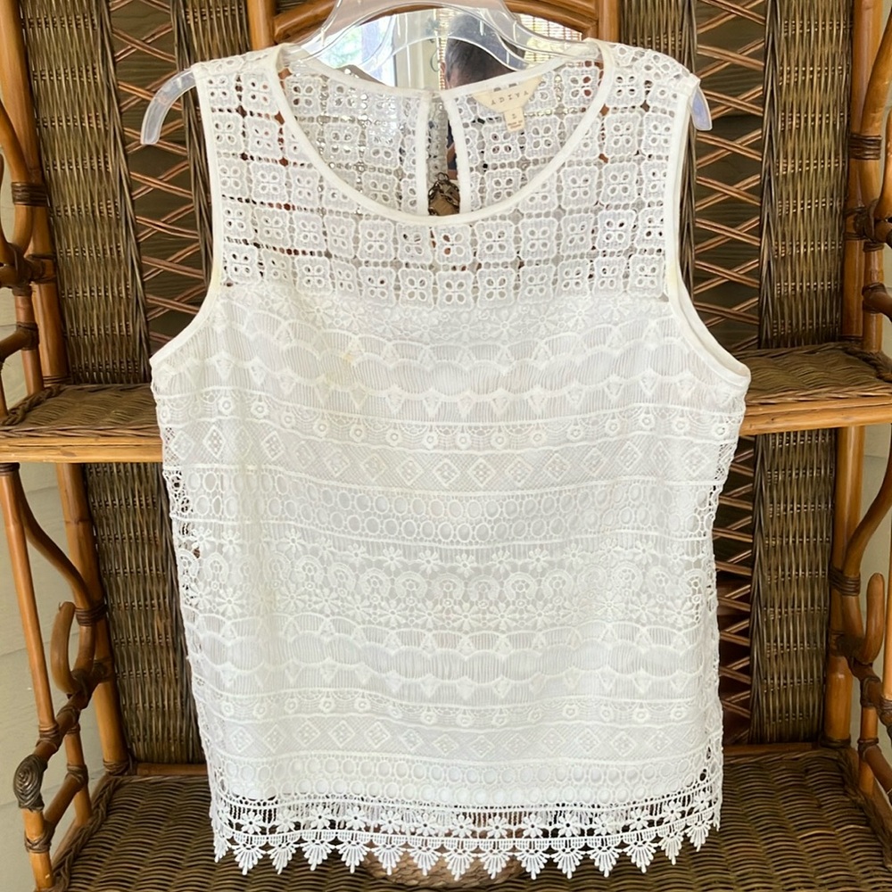 White Lace Sleeveless Top